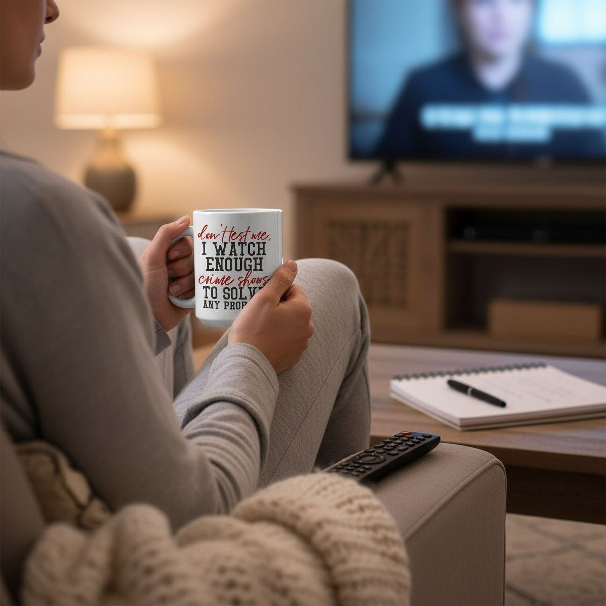 Funny Coffee Mug, Crime Show Junkie Gift, Detective Reality TV Shows Funny Mug