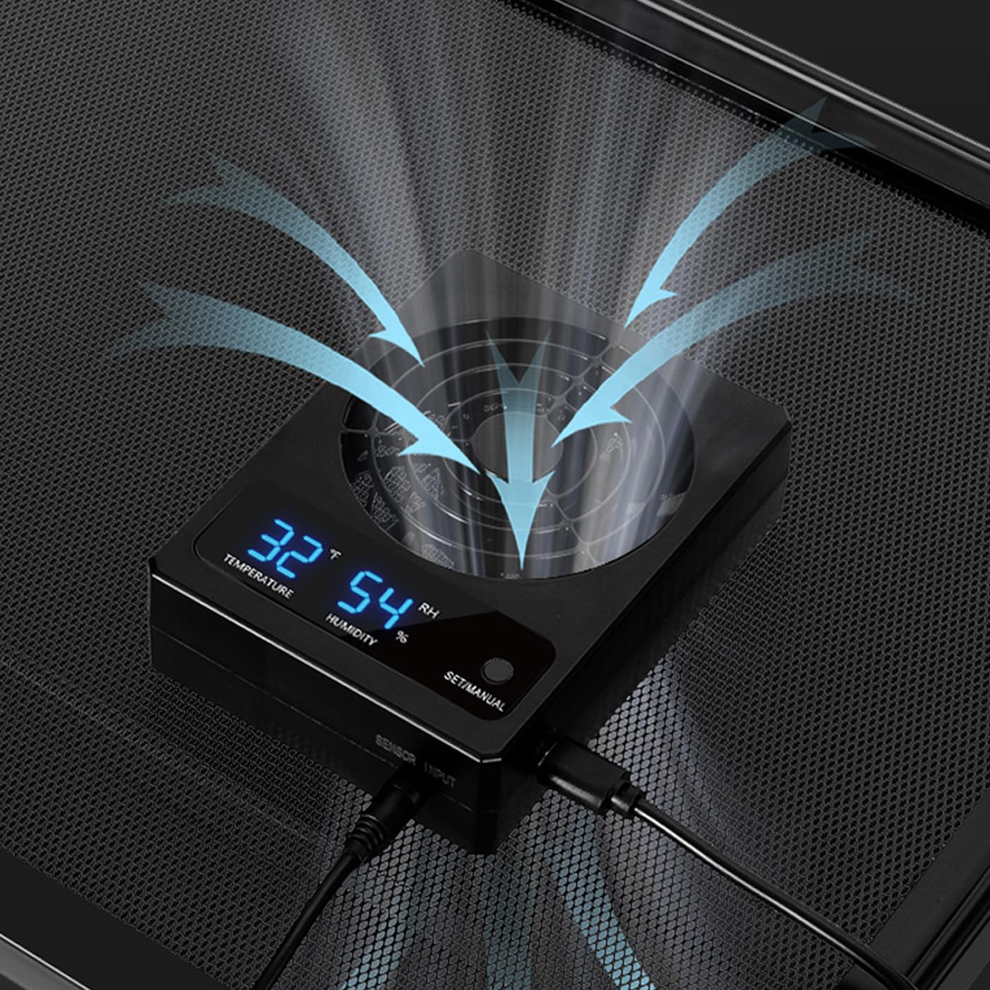 Digital Reptile Thermometer Hygrometer with Ventilation Fan