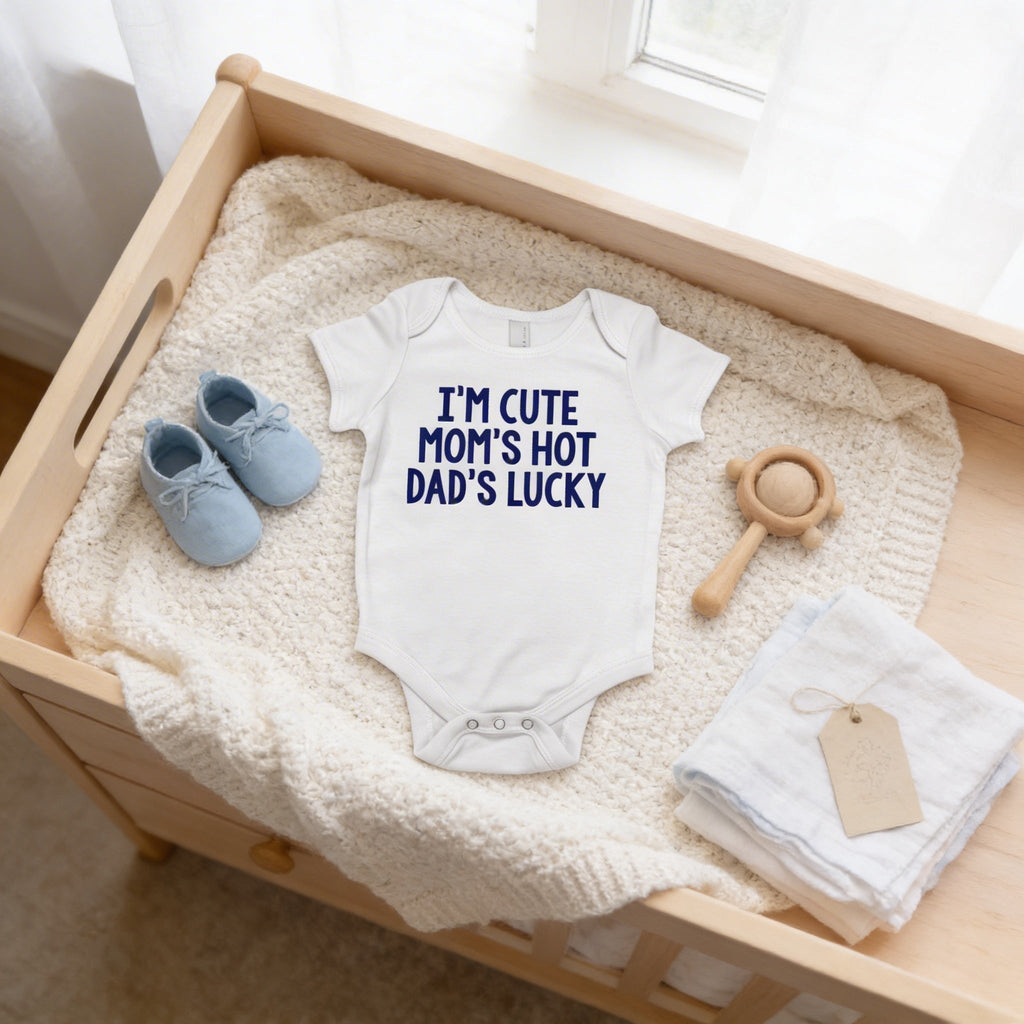 Baby Boy Gift Ideas Funny Baby Boy Shirt - Newborn Baby Boy Blue Clothing - Cute Hot Lucky