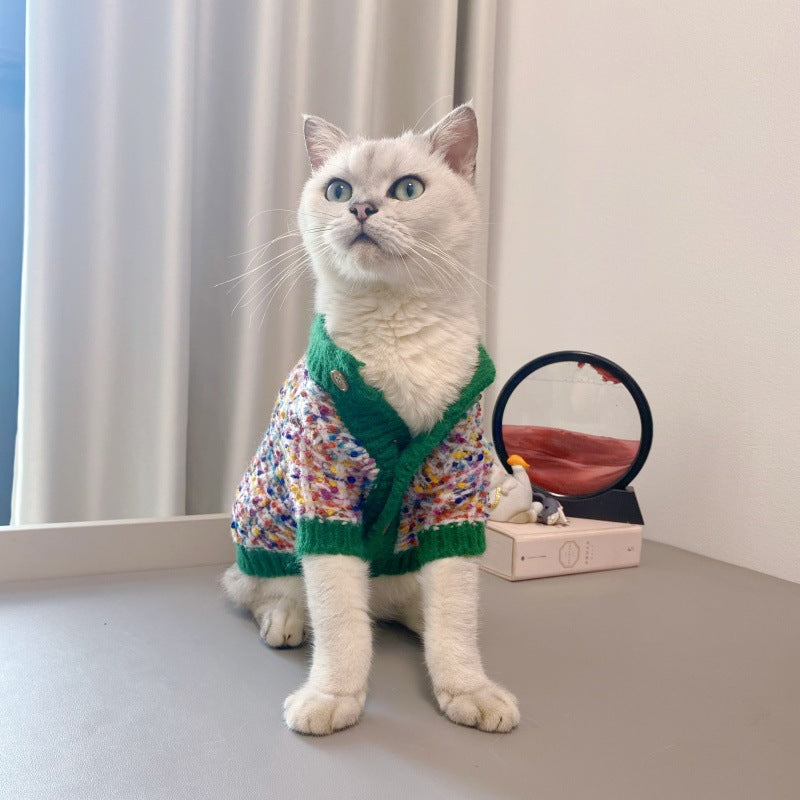 Pet Dog Color-Block Cardigan Sweater