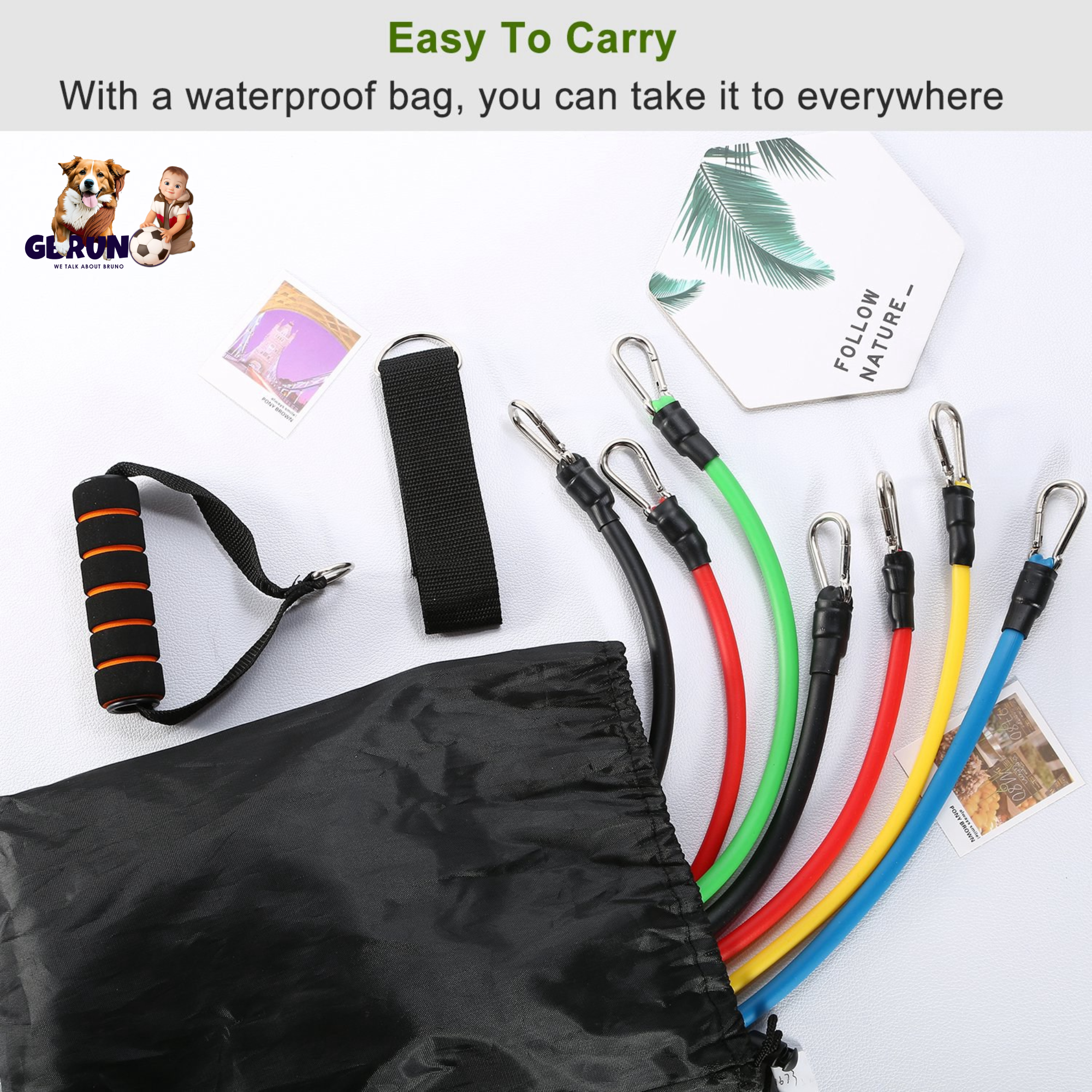 11Pcs Resistance Bands Set Fitness Workout Tubes Exercise Tube Bands Up to 100lbs w/ Door Anchor Handles Ankle Straps for Physical Training Yoga Pilat