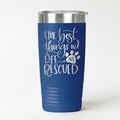 Dog Rescue Tumbler 20 oz Insulated Travel Mug, Pet Lover Gift, White Stainless Steel, Keeps Hot and Cold Drinks, Paw Print Design