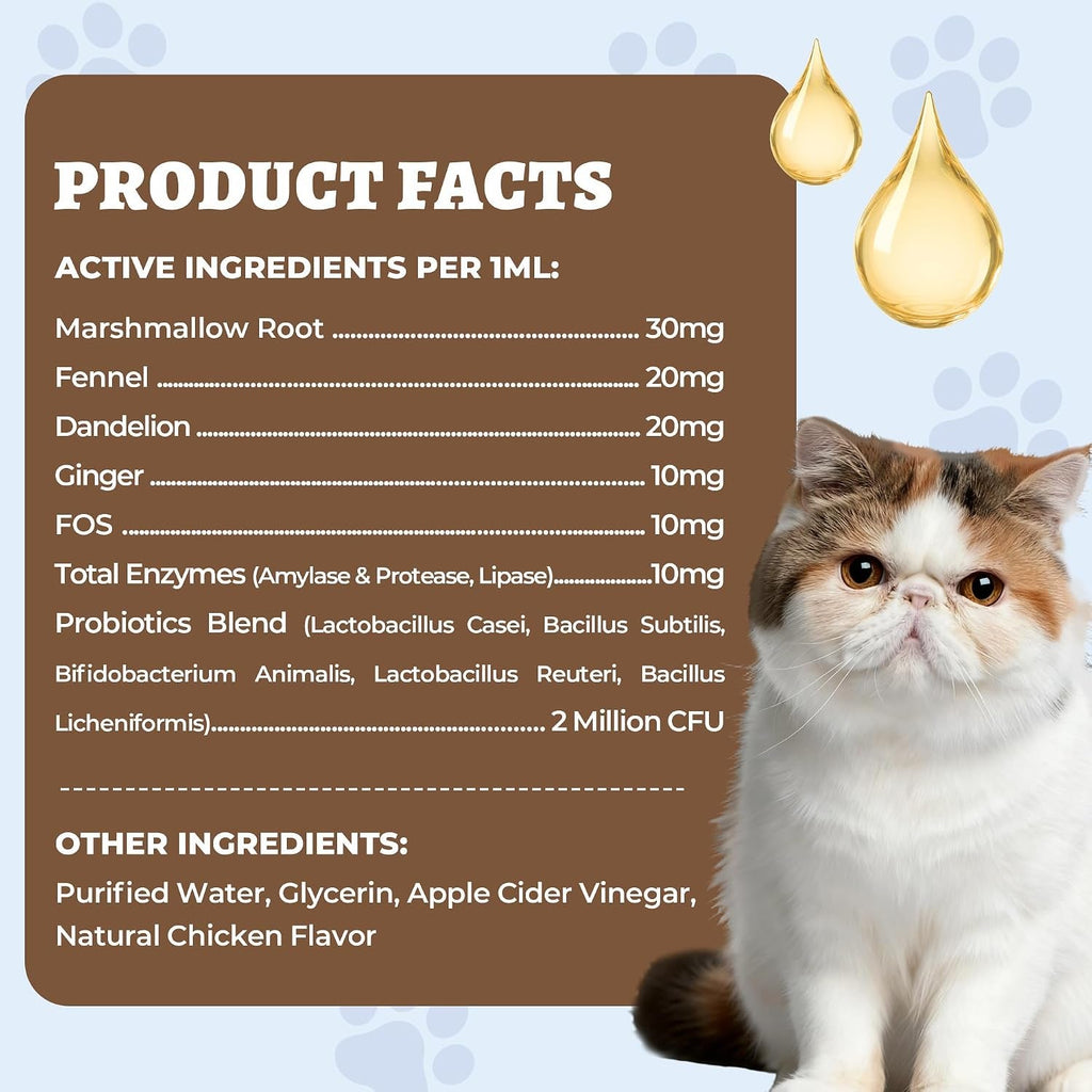 Wellix Cat Dog Constipation Relief Liquid 4 oz Probiotic Chicken Flavor