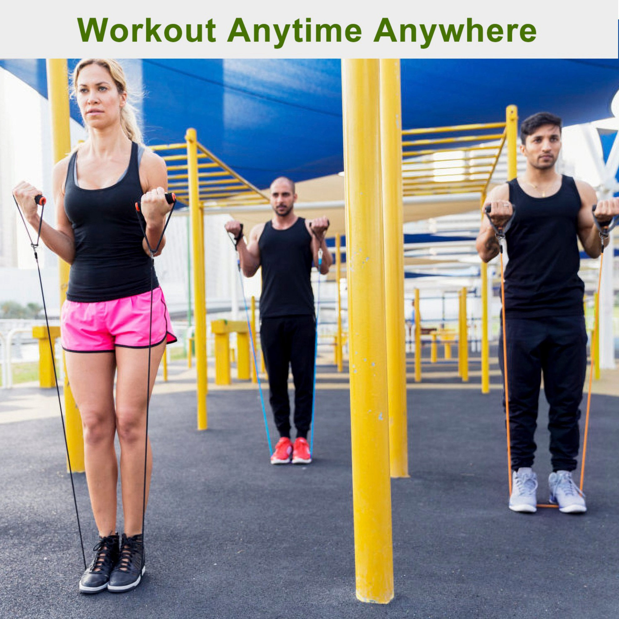 11Pcs Resistance Bands Set Fitness Workout Tubes Exercise Tube Bands Up to 100lbs w/ Door Anchor Handles Ankle Straps for Physical Training Yoga Pilat