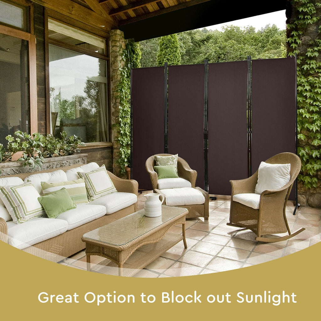 4-Panel Room Divider with Steel Frame