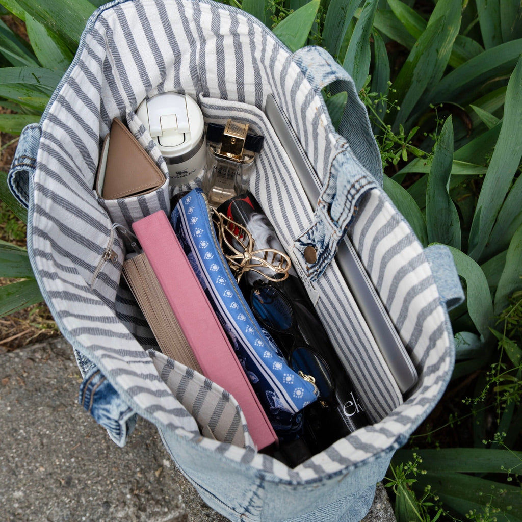 Brooklyn Heritage Tote / Recycled Denim Snow White
