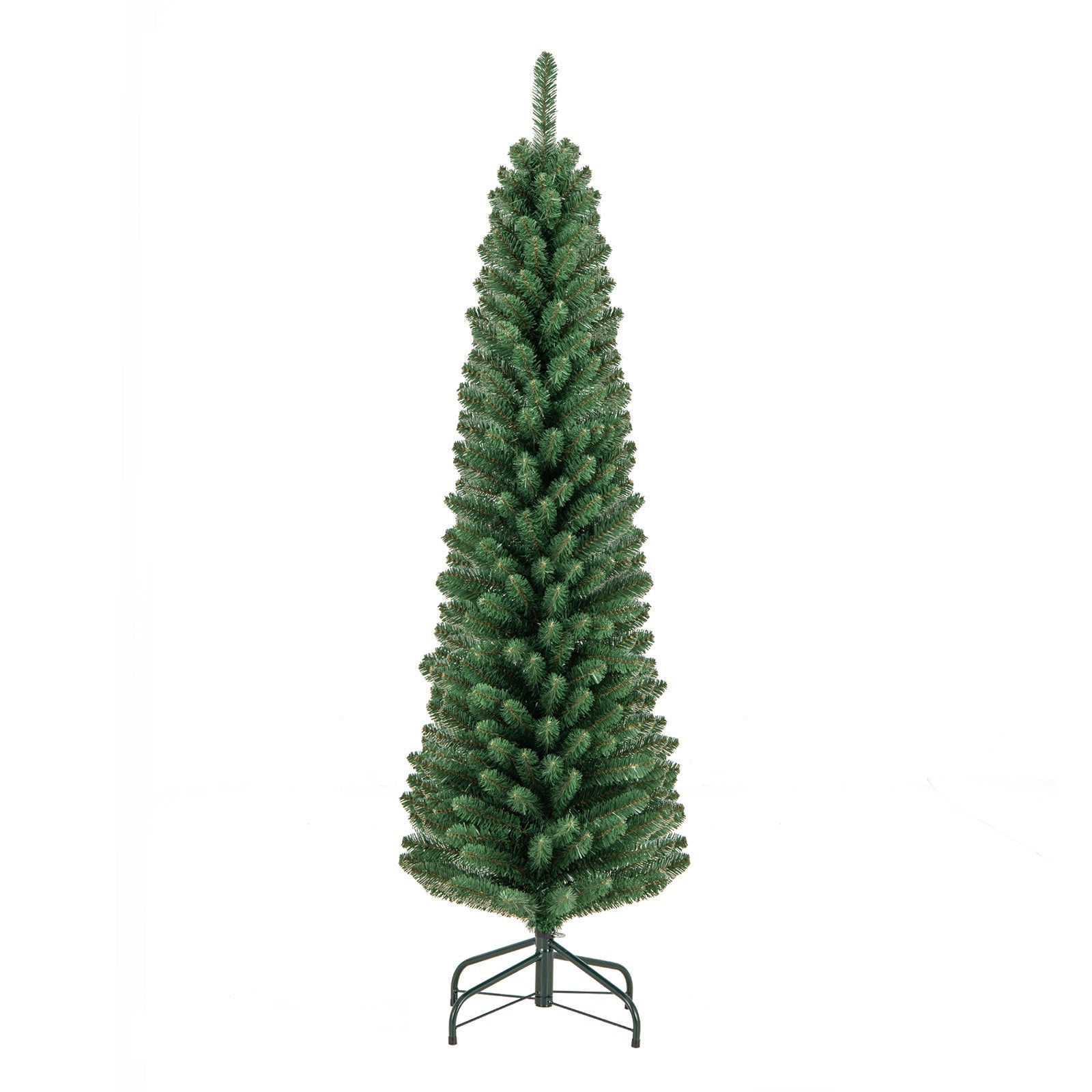 5/6/7/8 Feet Pencil Christmas Tree with 295/392/523/671 Memory Wire Branch Tips and Upgraded Metal Stand