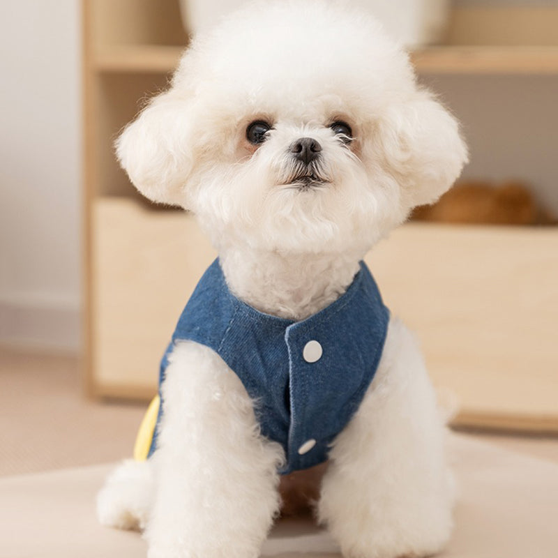 3D Deer Denim Pet Vest, Warm Fleece Lined Pullover For Small Dogs Cats, Winter Costume With Leash Hoo