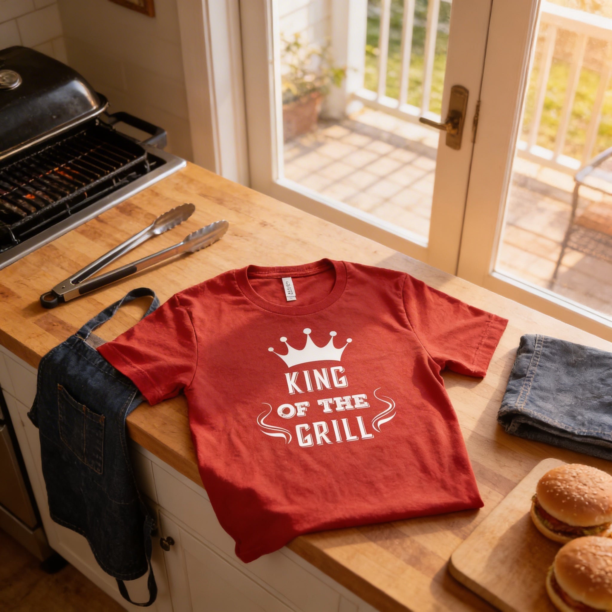 Men's Grill T-shirt King of the Grill BBQ Cooking Gift for Dad Grilling Gift Idea