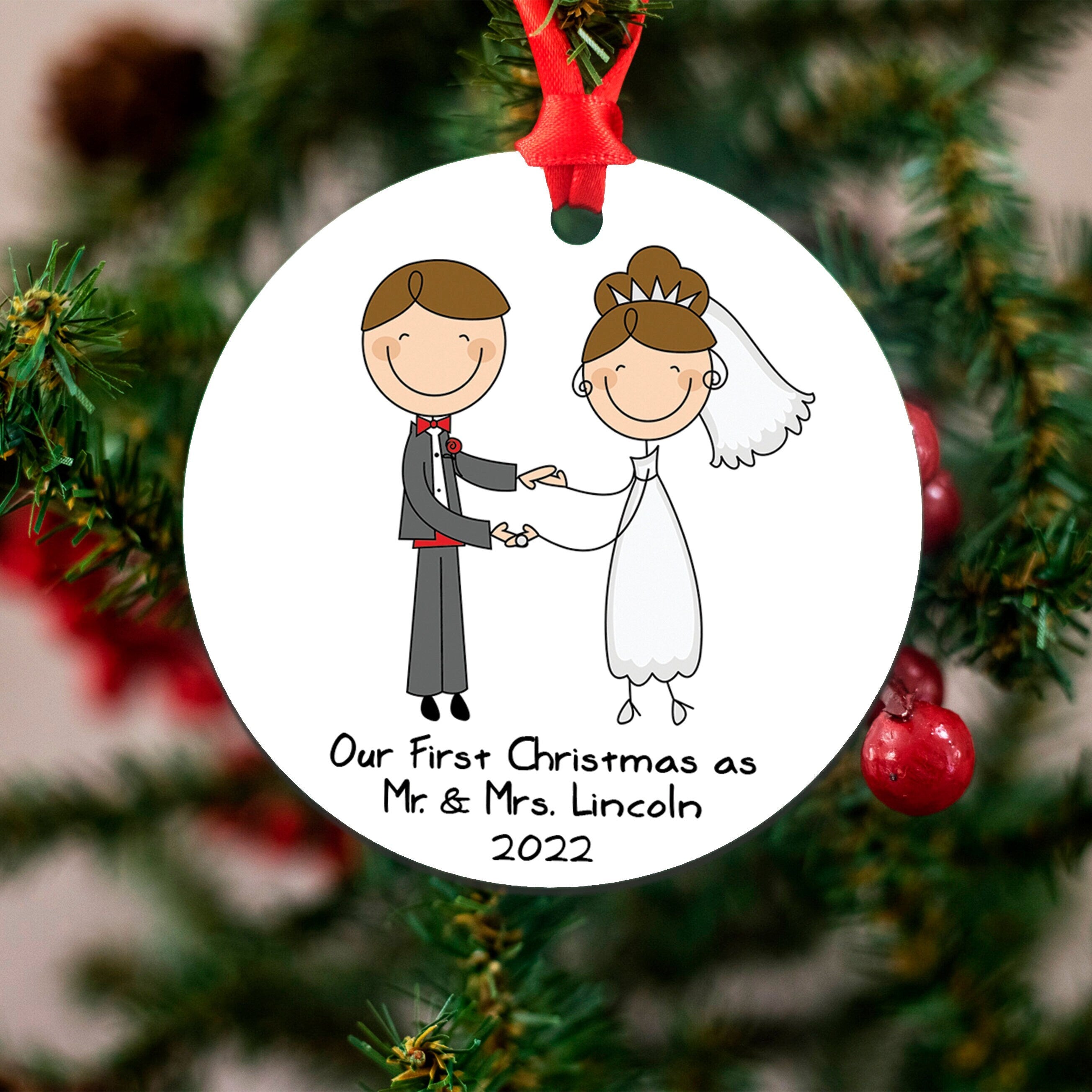 Personalized Wedding Ornament - Custom Wedding Keepsake | Newlywed Christmas Gift