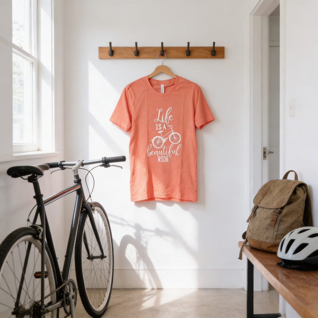 Bicycle Tshirt - Life is Beautiful Ride Quote - Graphic Tee Bicycle Gift