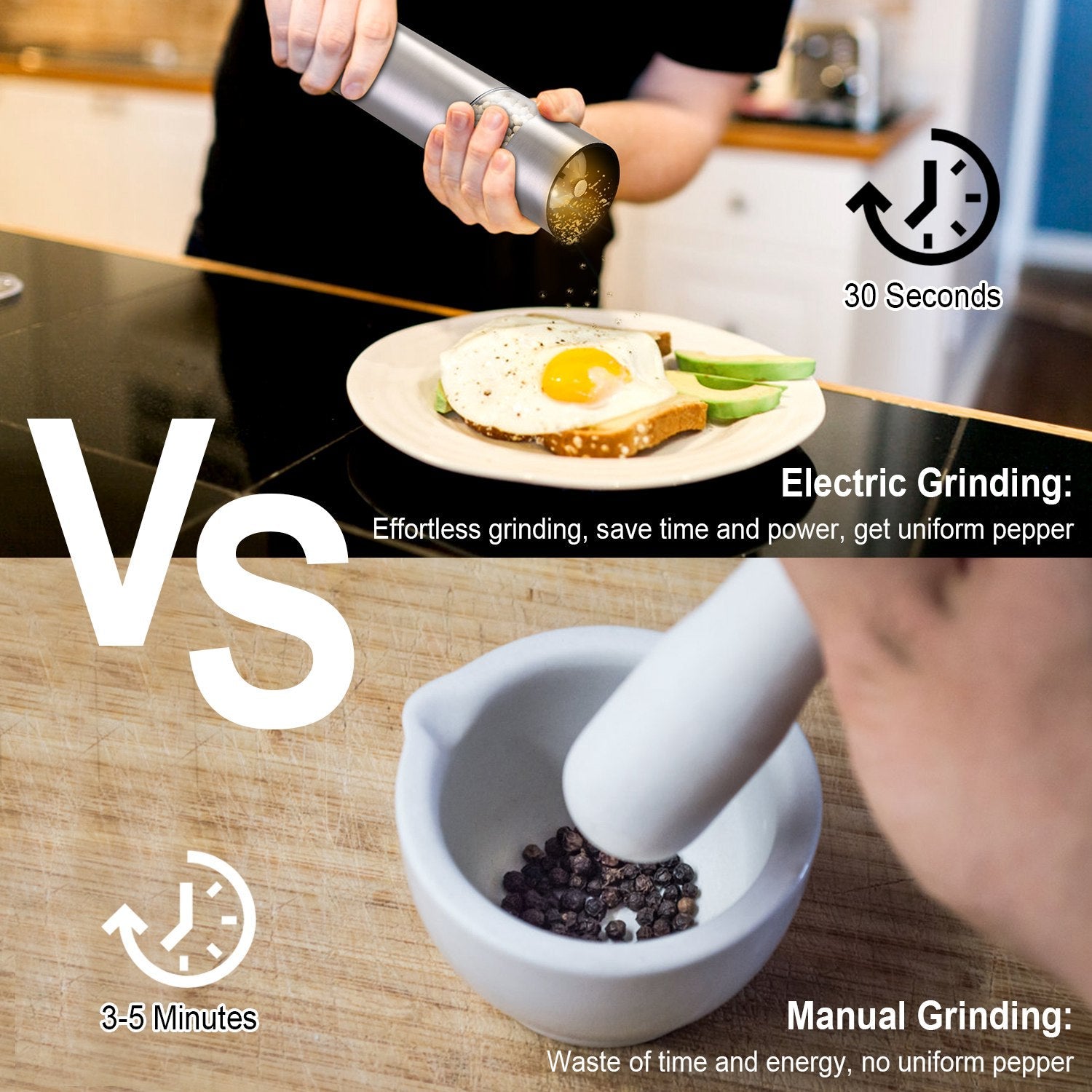 Electric Salt & Pepper Grinder with Light