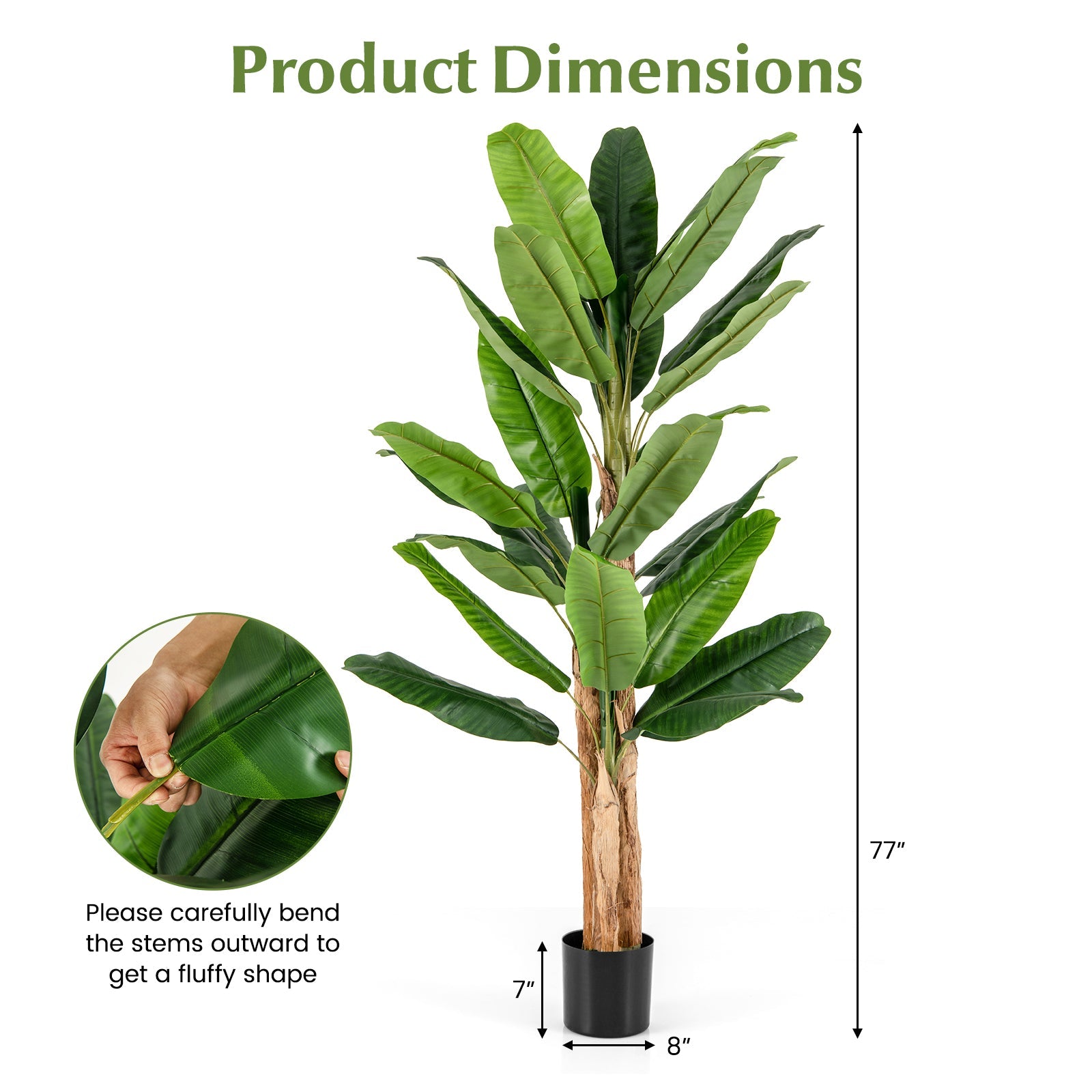 5.5/6.5 Feet Tall Artificial Banana Tree with 10/27 Large Leaves