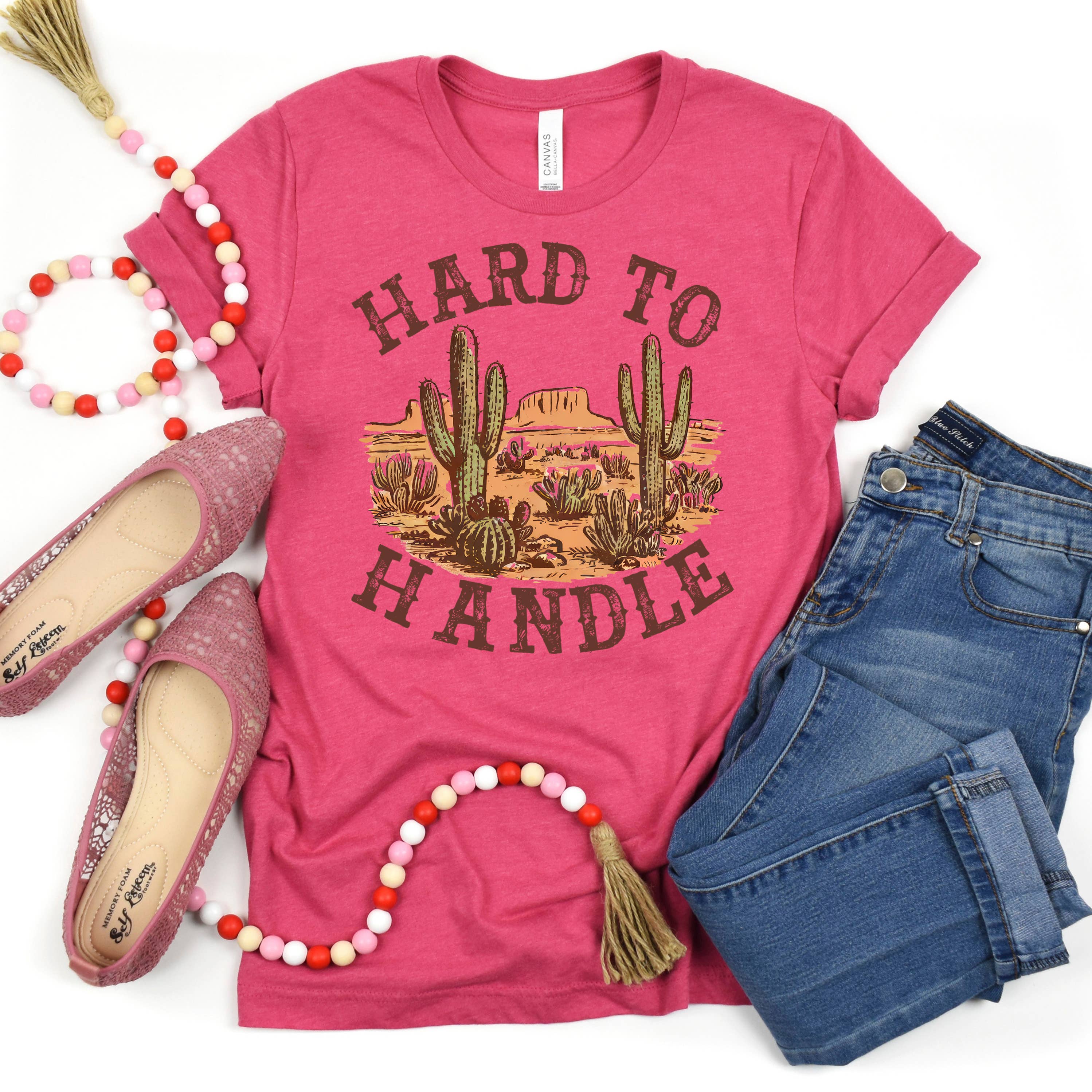 Graphic Tees Western - Hard to Handle Distressed Cactus Tee | Soft Cotton