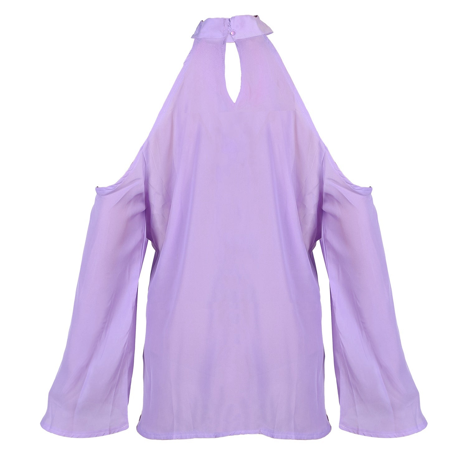 Off-the-Shoulder Blouse with V-Neck and Long Sleeves