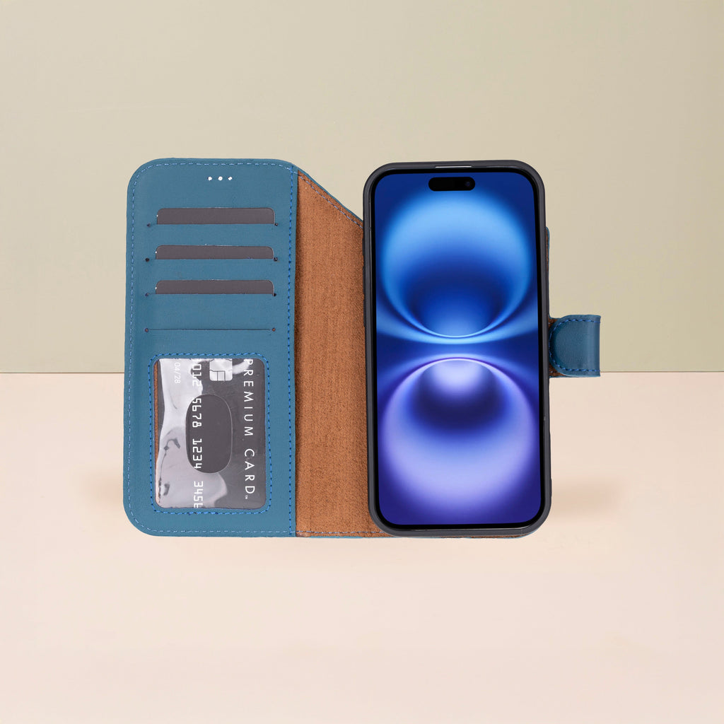 Premium Leather iPhone Air Wallet Case – Blue - Austin