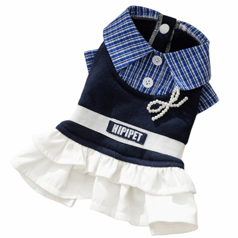 Formal Pet Dress With School Style Ruffles For Dogs And Cats