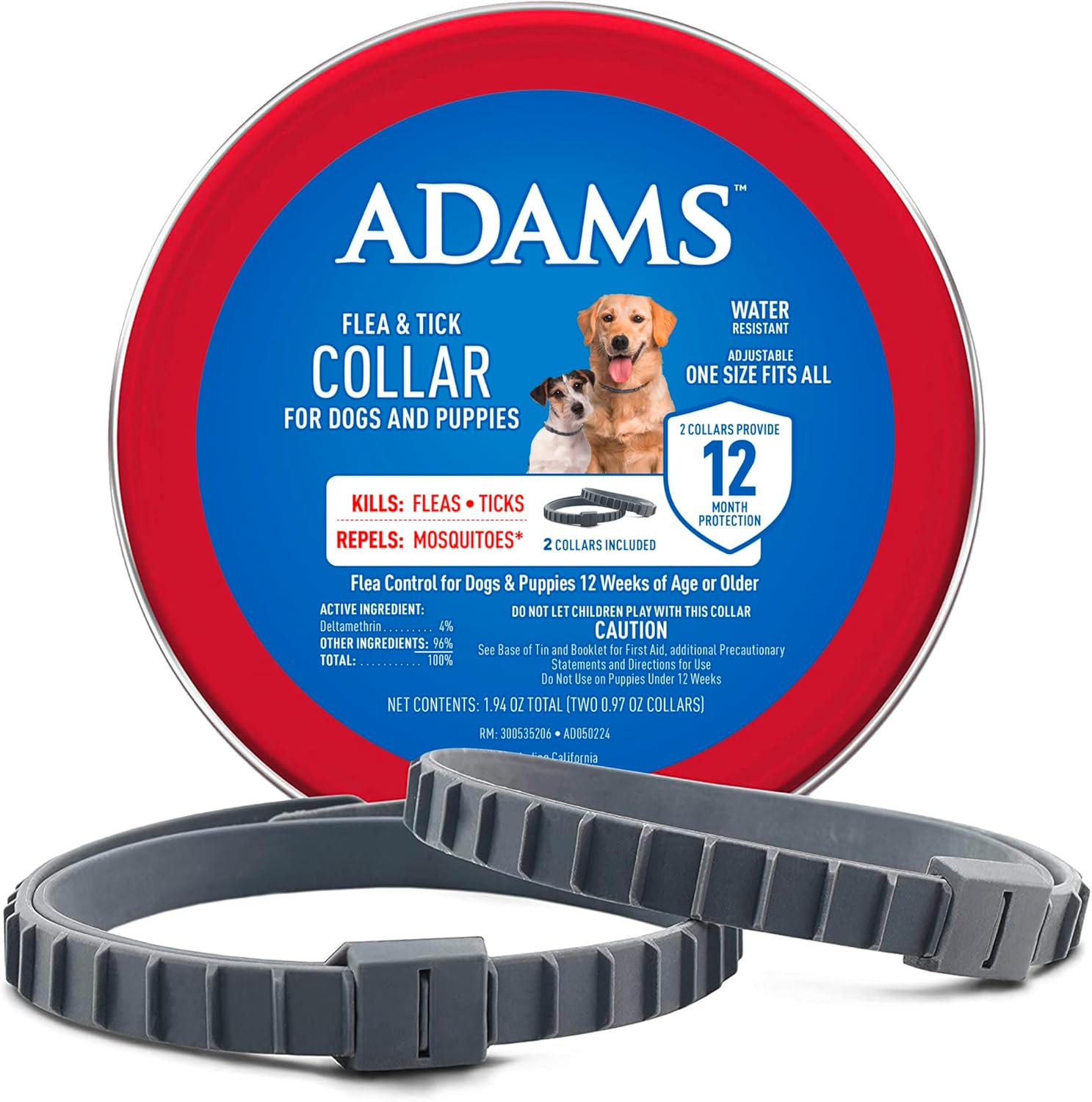 Adams Flea & Tick Collar for Dogs & Puppies Flea Collar Protection 4 Count