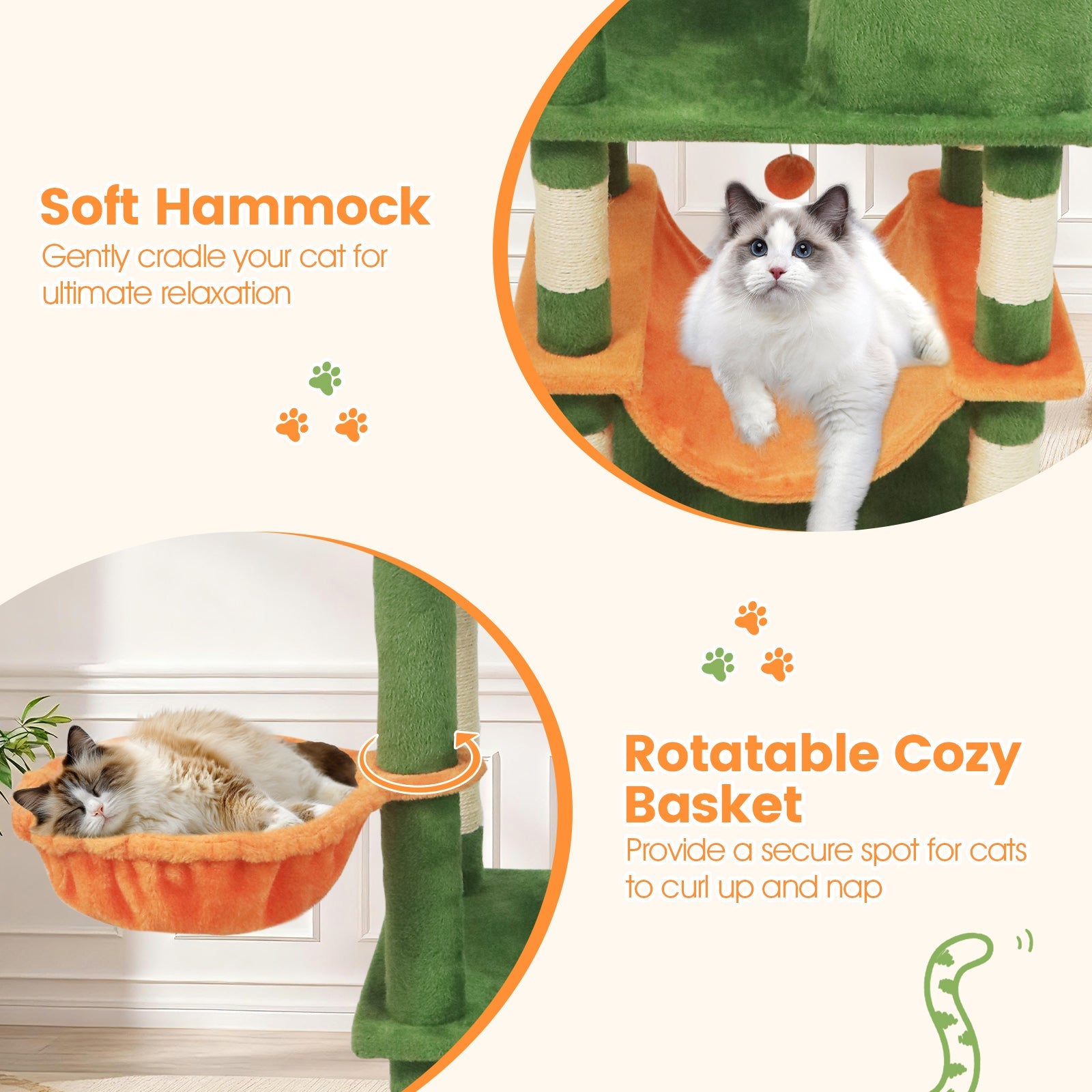 66 Inch Tall Cat Tree Multi-Level Cat Tower with 2 Condos Sisal Scratching Posts