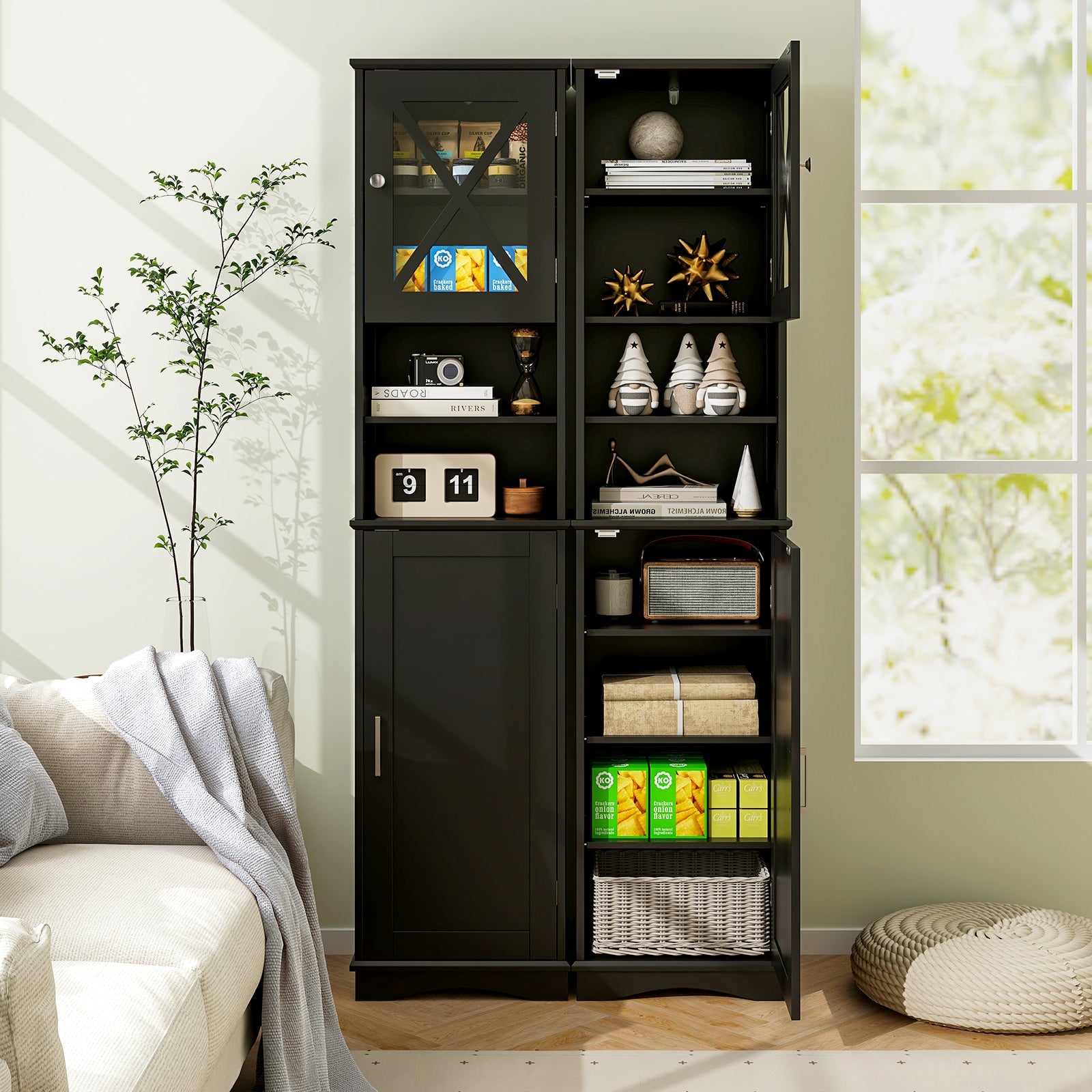 67 Inch Tall Bathroom Cabinet Freestanding Storage Cabinet with 5 Adjustable Shelves