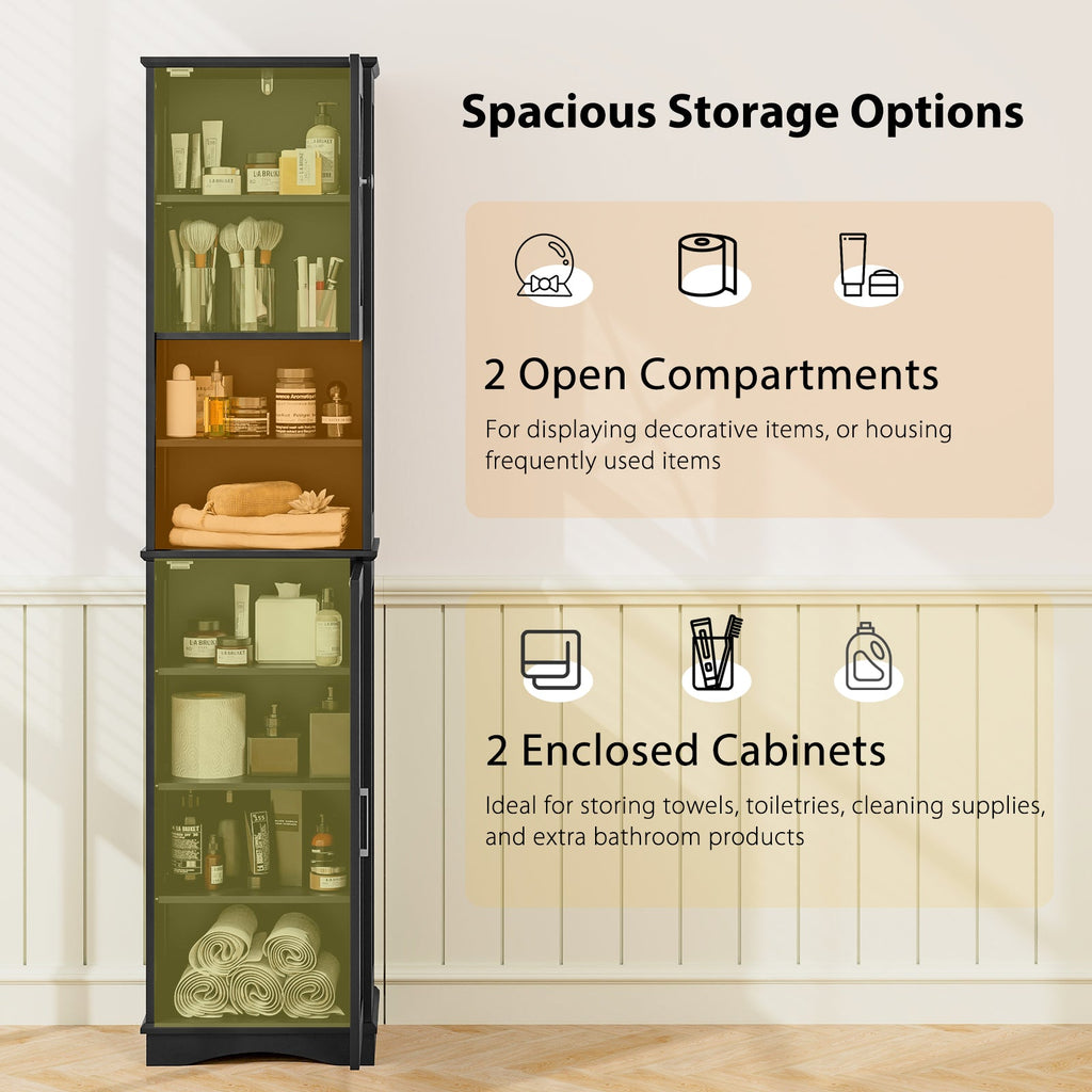 67 Inch Tall Bathroom Cabinet Freestanding Storage Cabinet with 5 Adjustable Shelves
