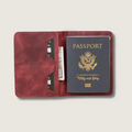 Leather Passport Holder - Burgundy - Milan