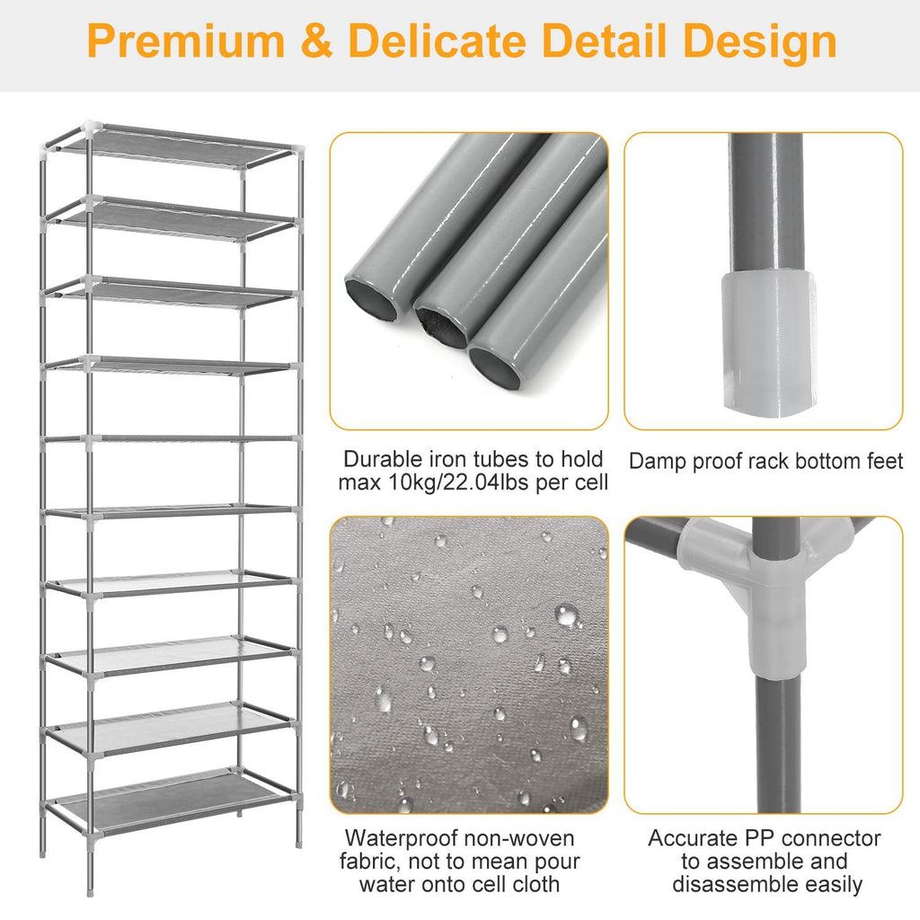 10-Tier Shoe Organizer Rack for Entryways & Closets