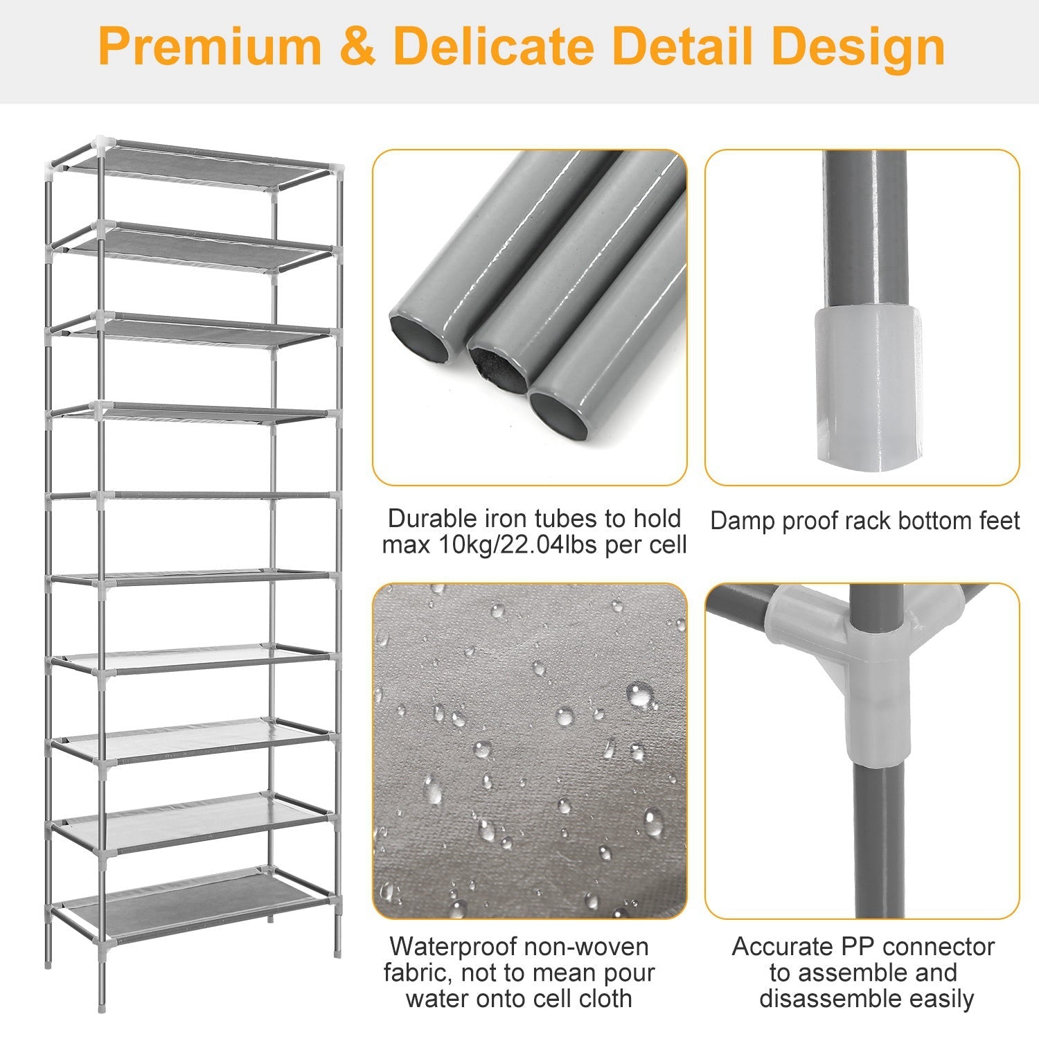 10-Tier Shoe Organizer Rack for Entryways & Closets