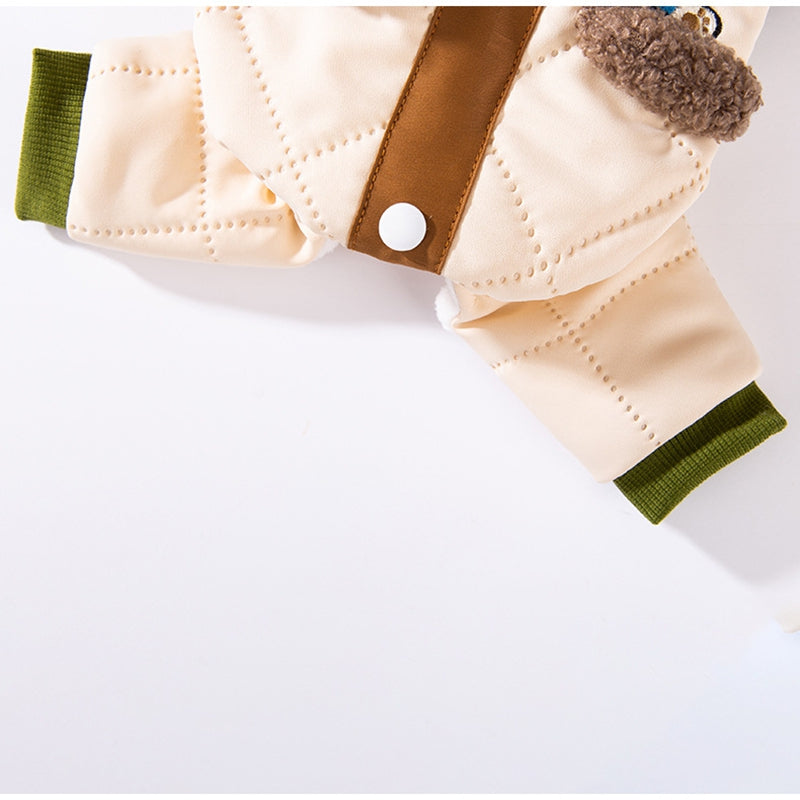 Warm And Thick Maillard Pocket Patch Four-legged Cotton Coat For Dogs In Autumn And Winter. Pet Clothing For Small And Medium-sized Dogs And Cats