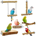 6pcs Natural Wood Bird Perches Parrot Cage Branch Stand Platform Set Small Birds