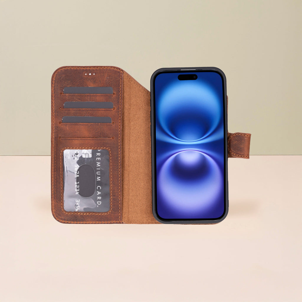Premium Leather iPhone Air Wallet Case – Brown - Austin
