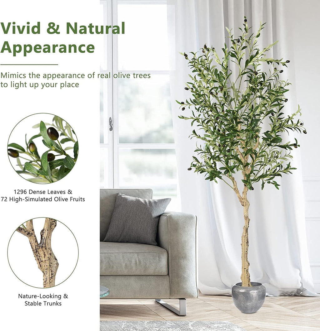 6 Feet Artificial Olive Tree in Cement Pot