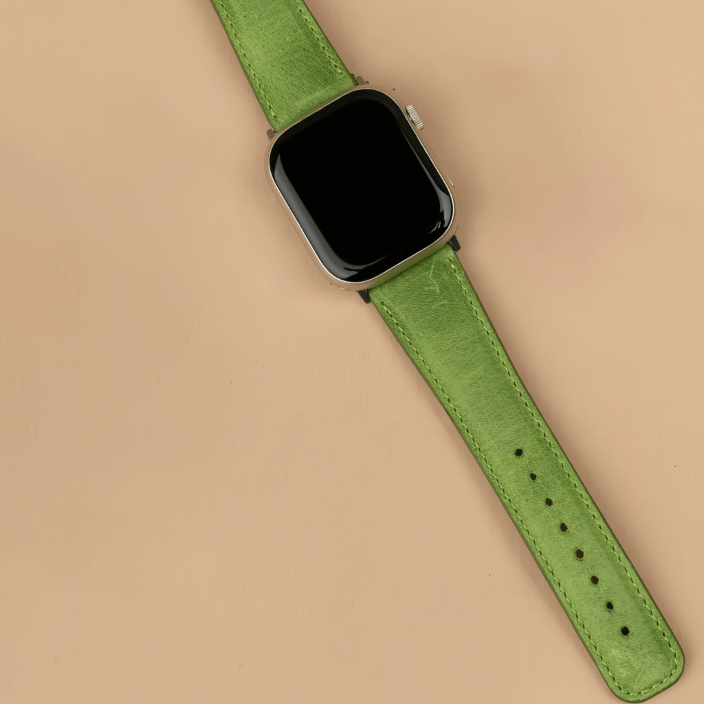 Apple Watch Sheen Green Leather Strap - Boston