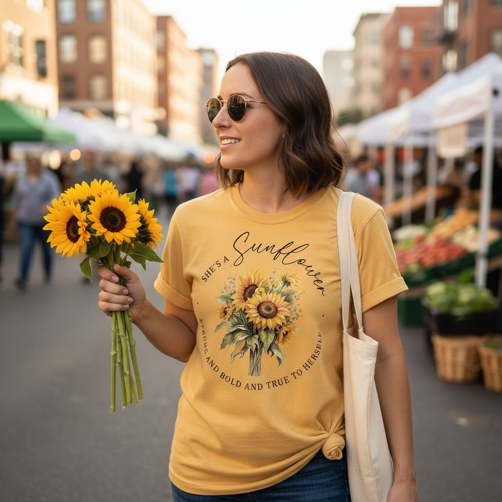 Sunflower Graphic Tee – Comfort Colors Shirt | Retro Boho Style, Soft Cotton