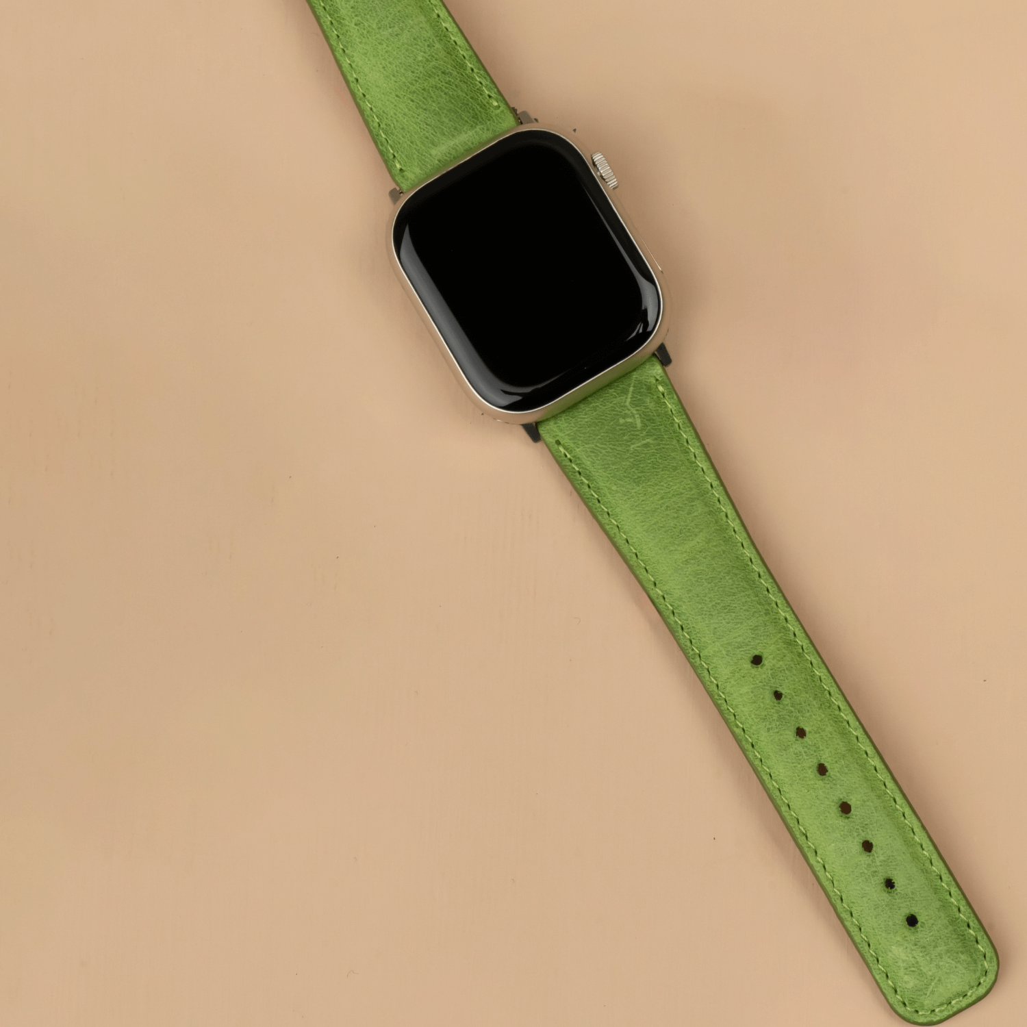 Apple Watch Sheen Green Leather Strap - Boston