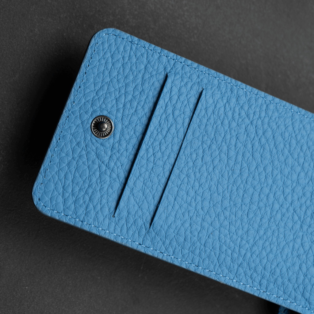 Leather Blue Crossbody Bag Phone Wallet - Columbus