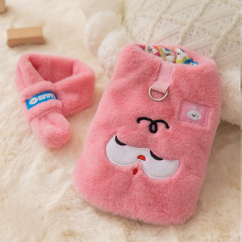 Autumn And Winter Korean Version New Dog Cute Cartoon Little Bear Sportswear Cat Teddy Pet Clothing With Scarf
