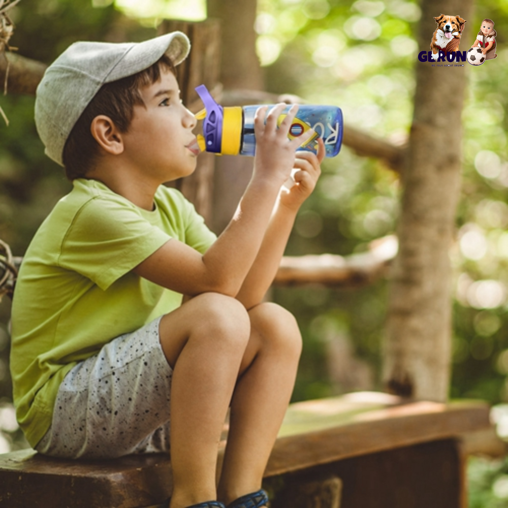 16.2Oz Leak-proof Kids Water Bottle with Straw Push Button Sport Water Bottle for Kids Crab Ship Jellyfish Rocket