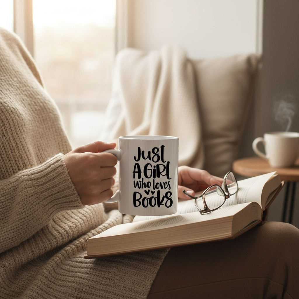 Book Lover Mug, Just a Girl who loves books coffee mug, Gift for Reader, bookish mug, Book Gifts for women