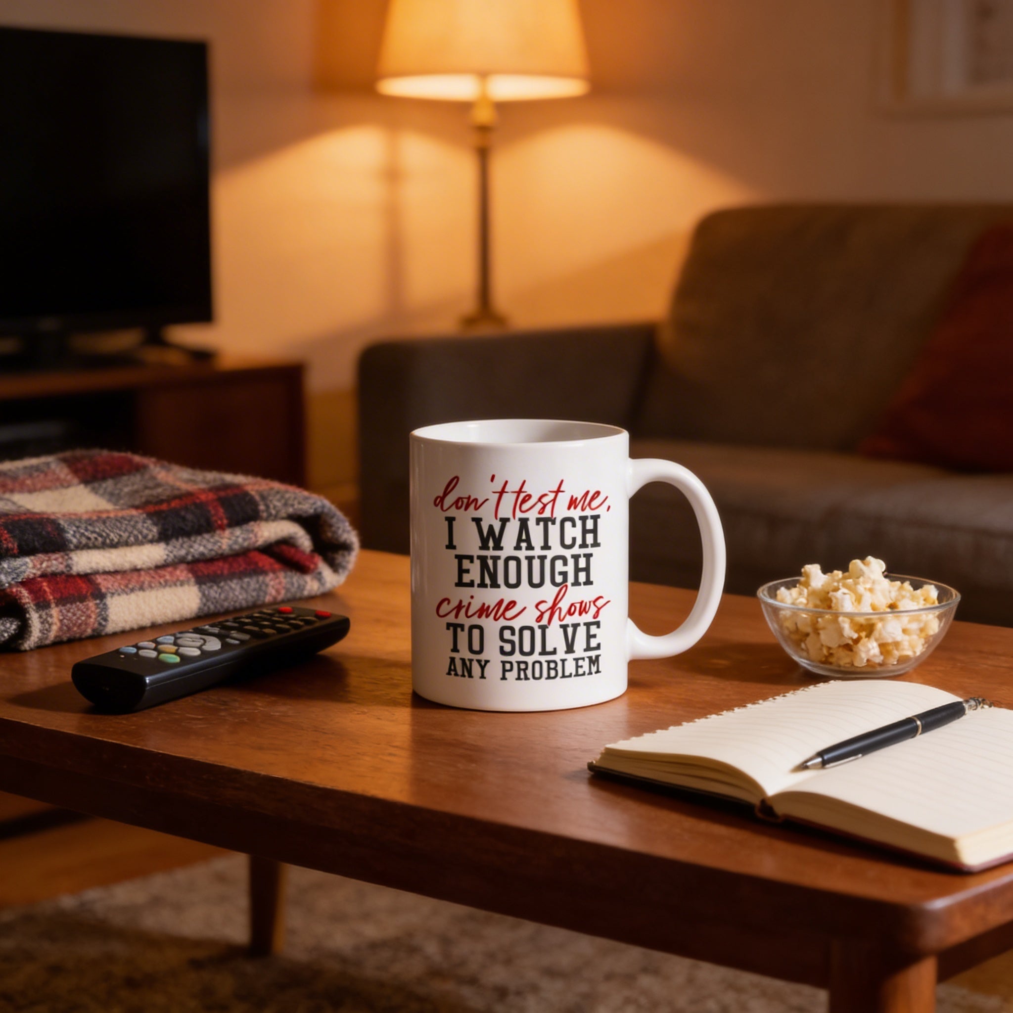 Funny Coffee Mug, Crime Show Junkie Gift, Detective Reality TV Shows Funny Mug
