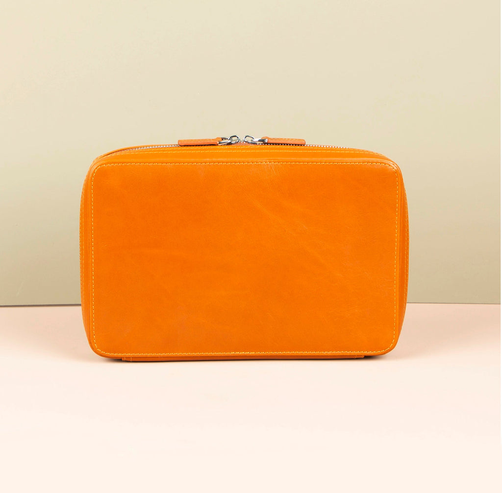 Leather Tech Organizer Case - Orange - Oslo