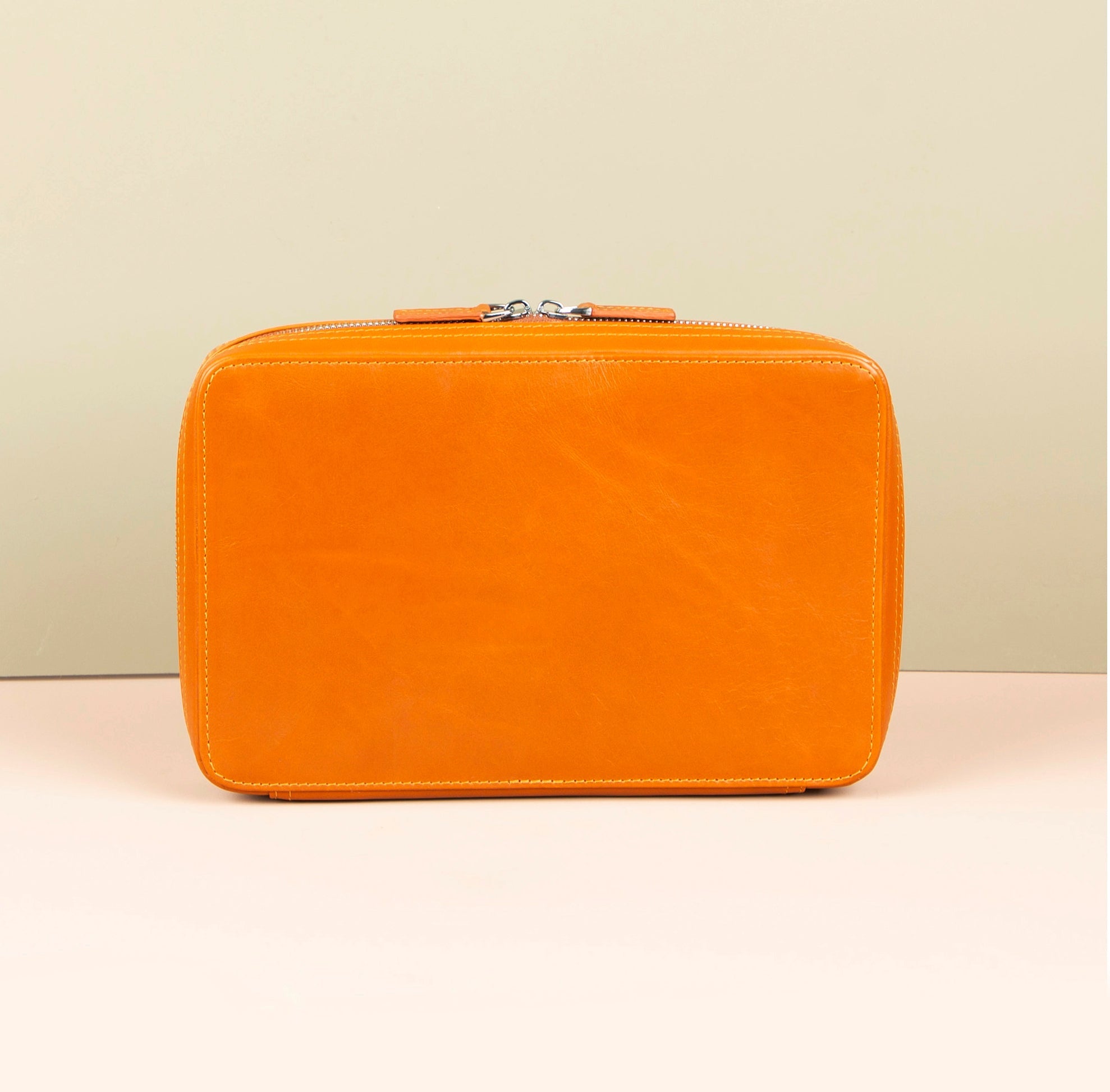 Leather Tech Organizer Case - Orange - Oslo