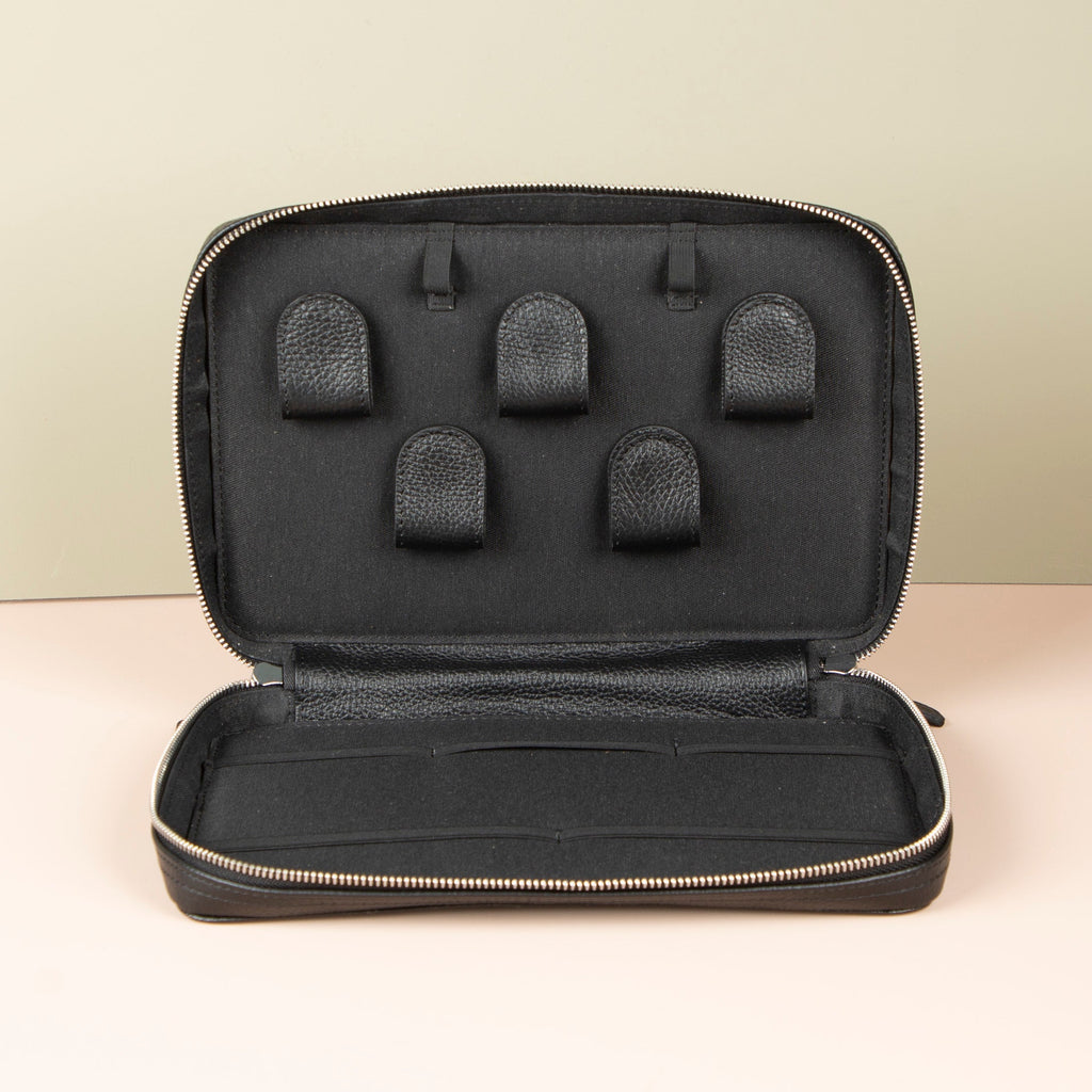 Leather Tech Organizer Case - Black - Oslo