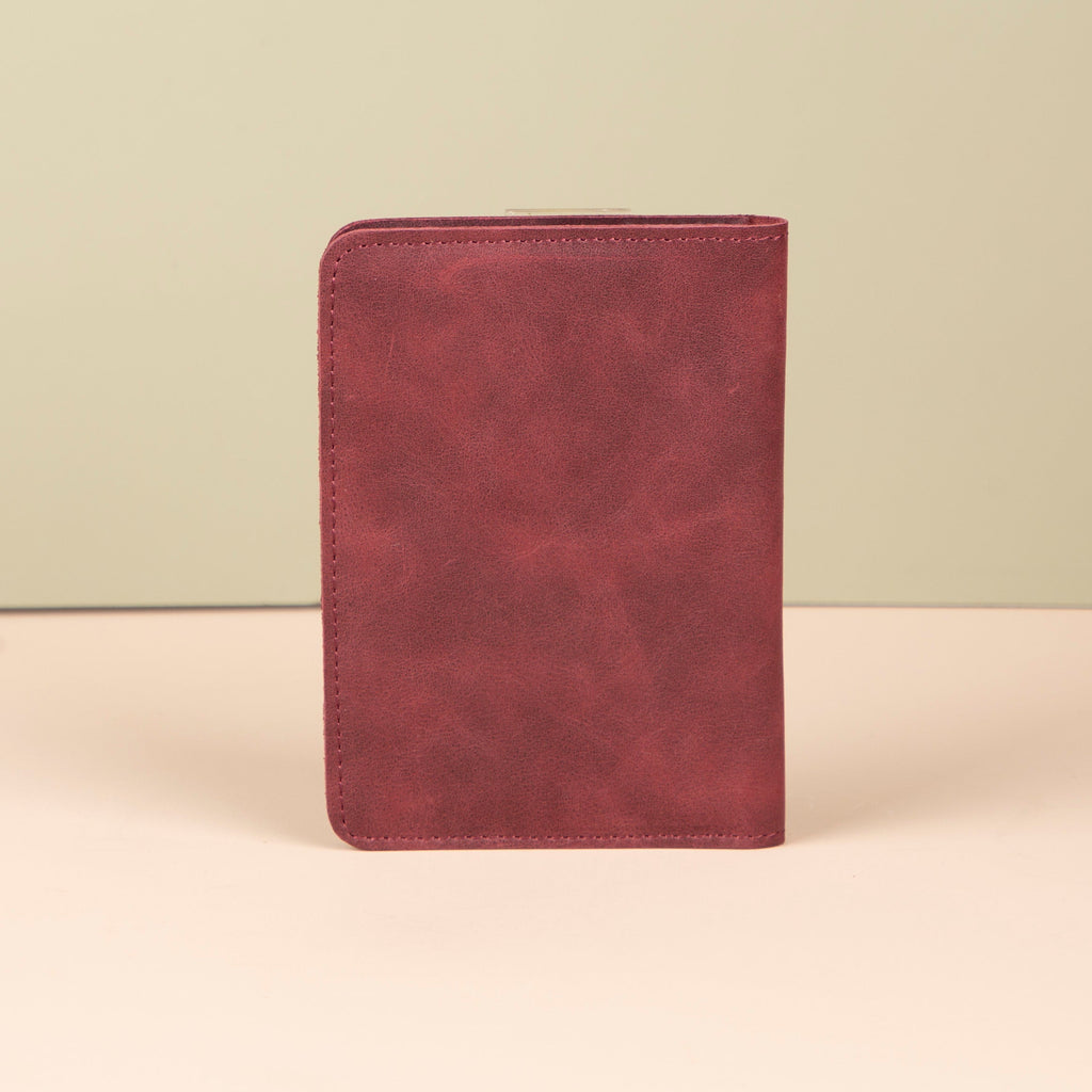 Leather Passport Holder - Burgundy - Milan