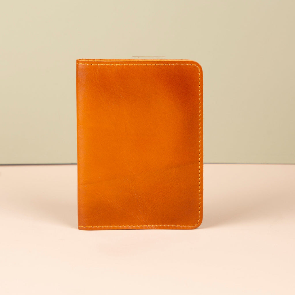 Leather Passport Holder - Orange Brown - Milan