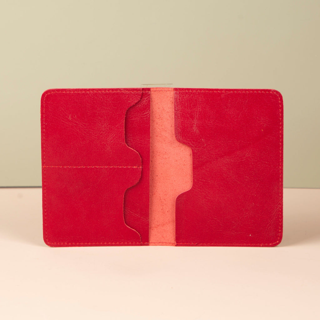 Leather Passport Holder - Red - Milan