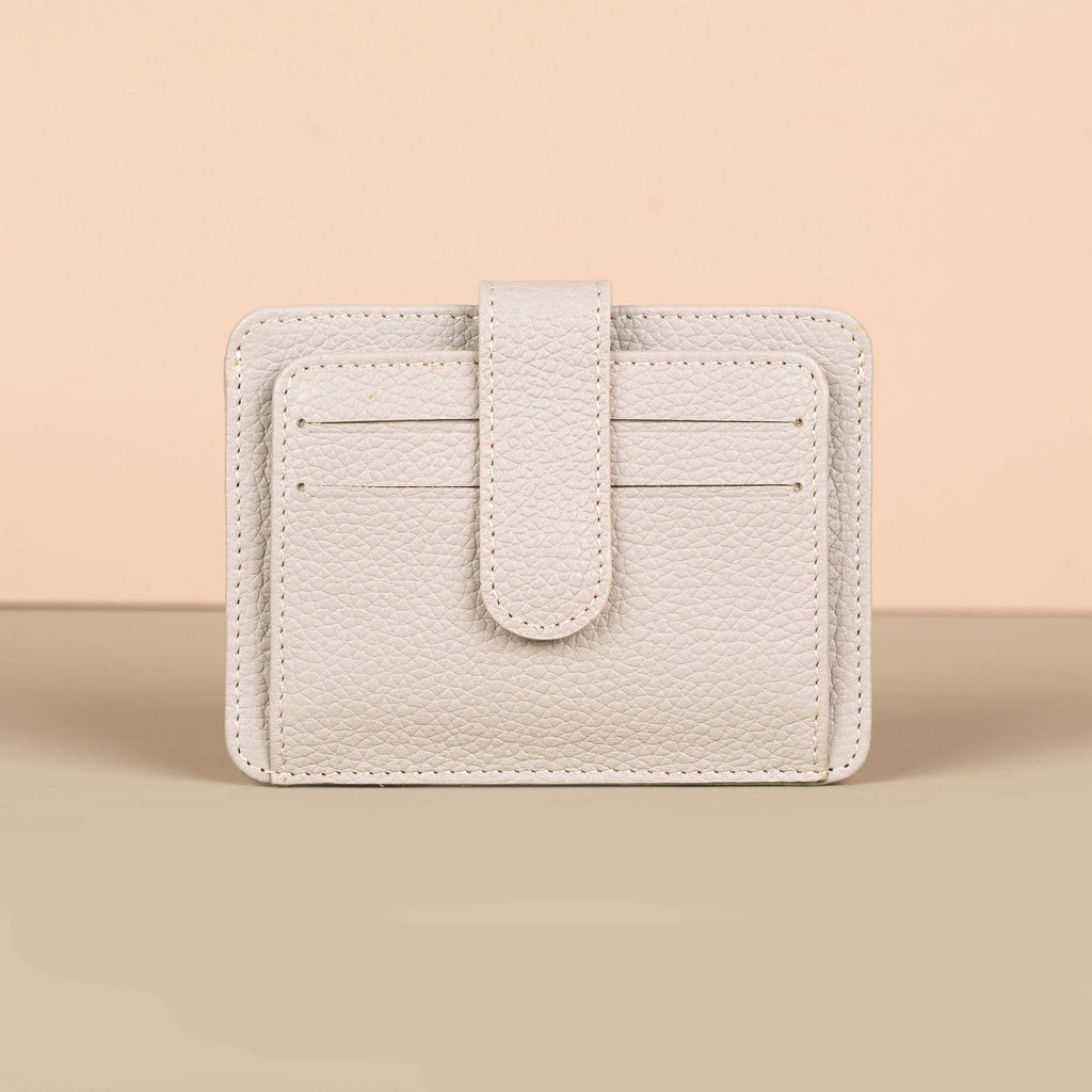 Leather Card Holder Wallet with ID Window - Light Grey - Miami