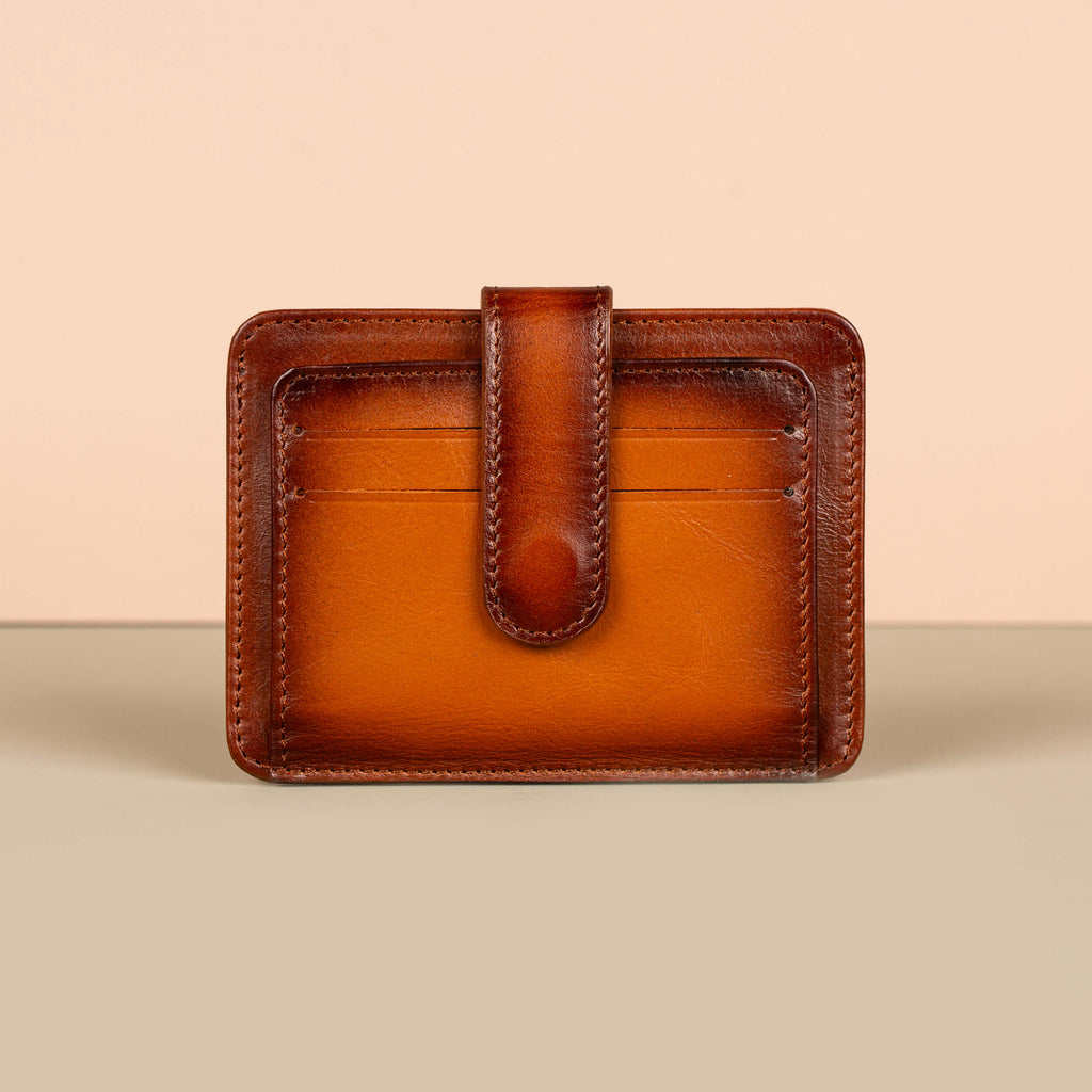 Leather Card Holder Wallet with ID Window - Rich Brown - Miami