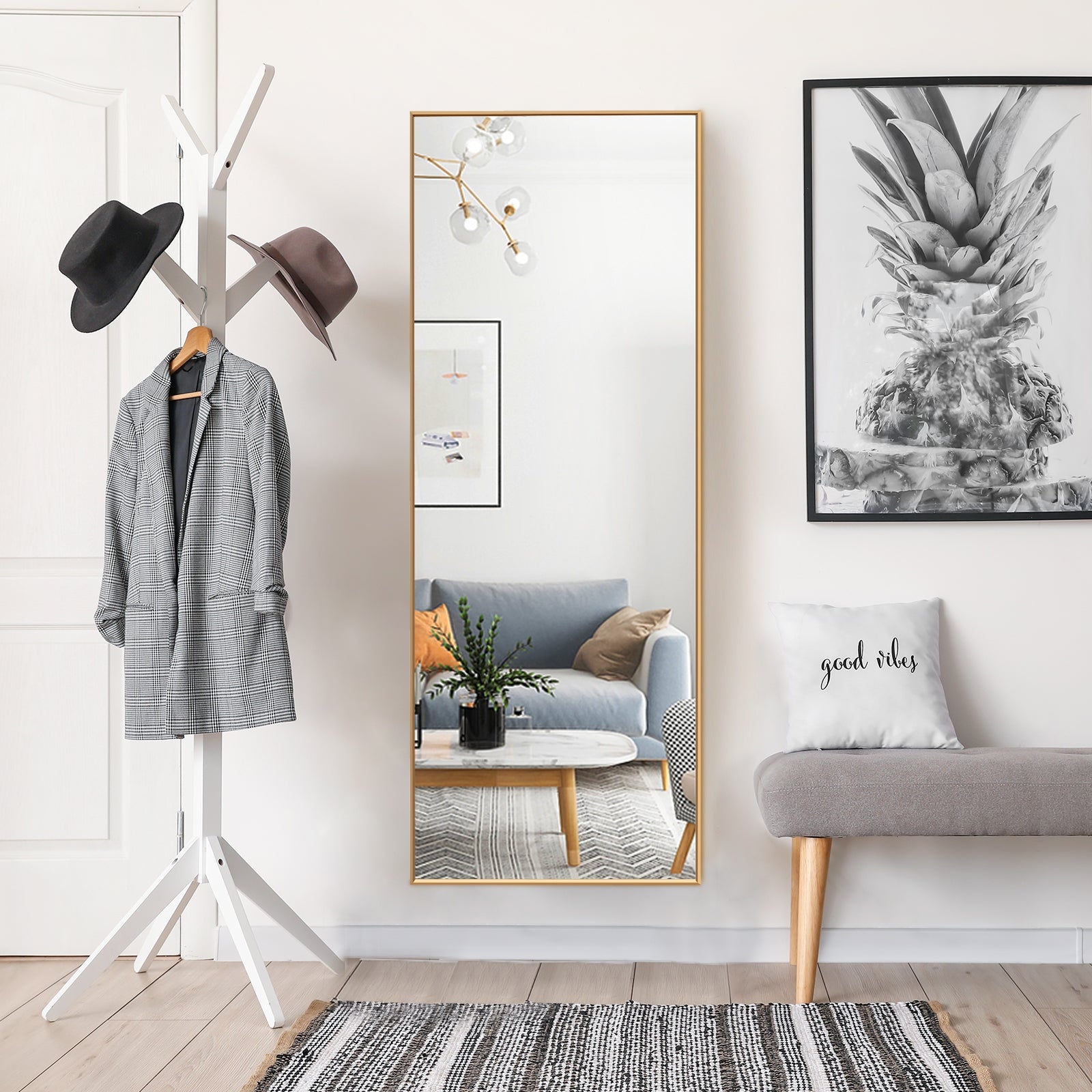 59 Inch Full Length Mirror Large Rectangle Bedroom Mirror