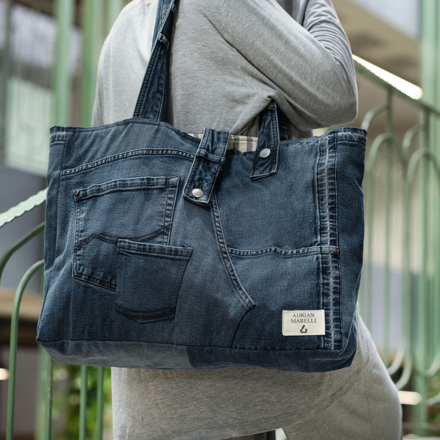 Brooklyn Heritage Tote / Recycled Denim Black